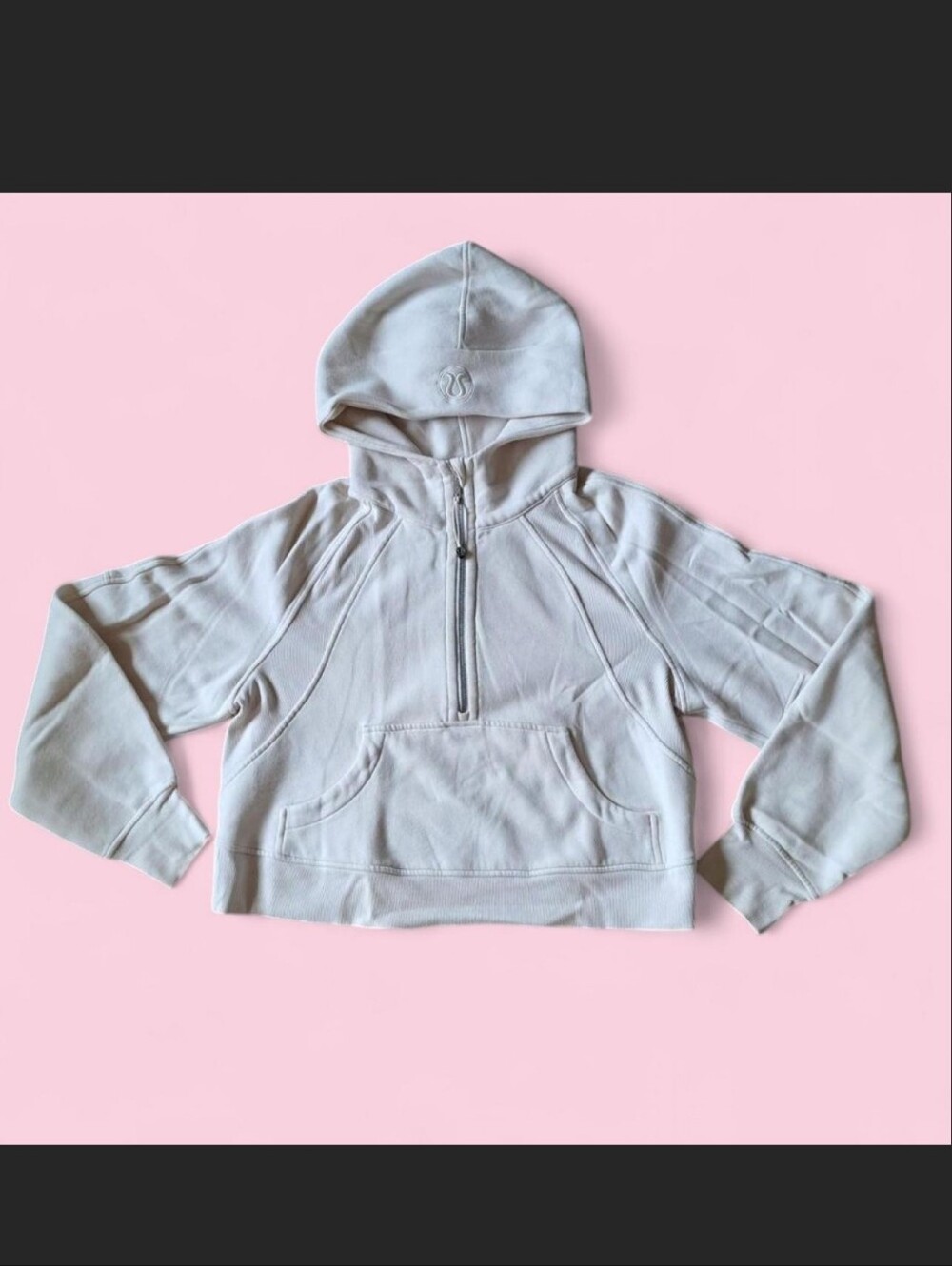 Lululemon Cream Off White Oversized Cropped Half-Zip Scuba Size XS/Small